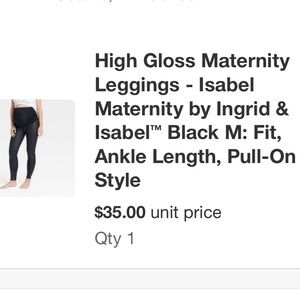 High gloss black maternity leggings